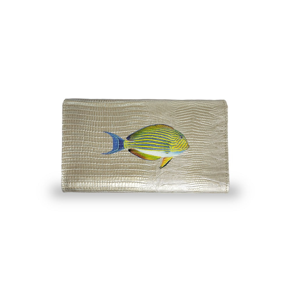 CARTERA LICHA TEJUS PLATA BEIGE