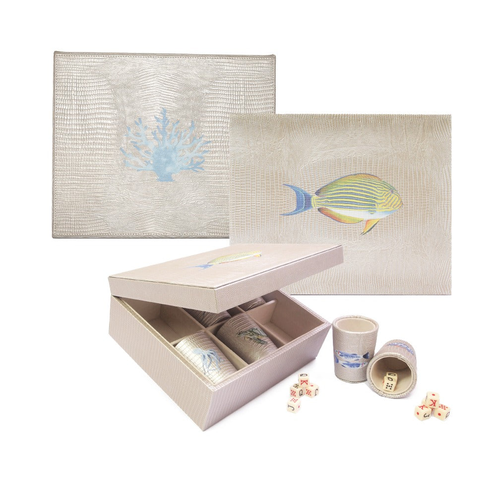 SET CUBILETES TEJUS PLATA BEIGE