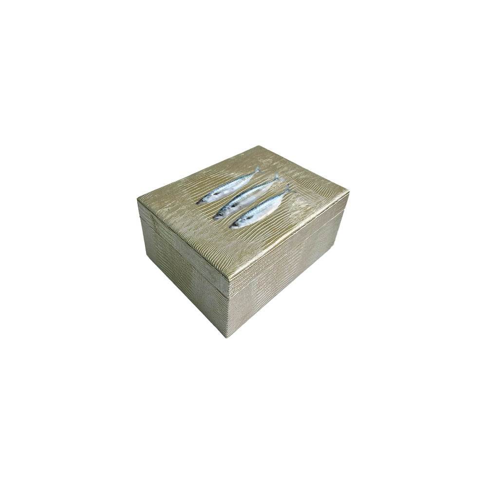CAJA DECORATIVA CHICA TEJUS PLATA BEIGE