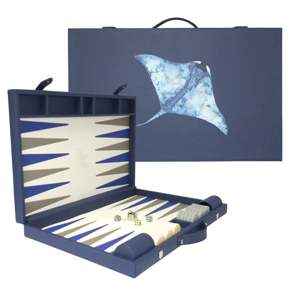 BACKGAMMON GRANDE FORRO AZUL NOCHE