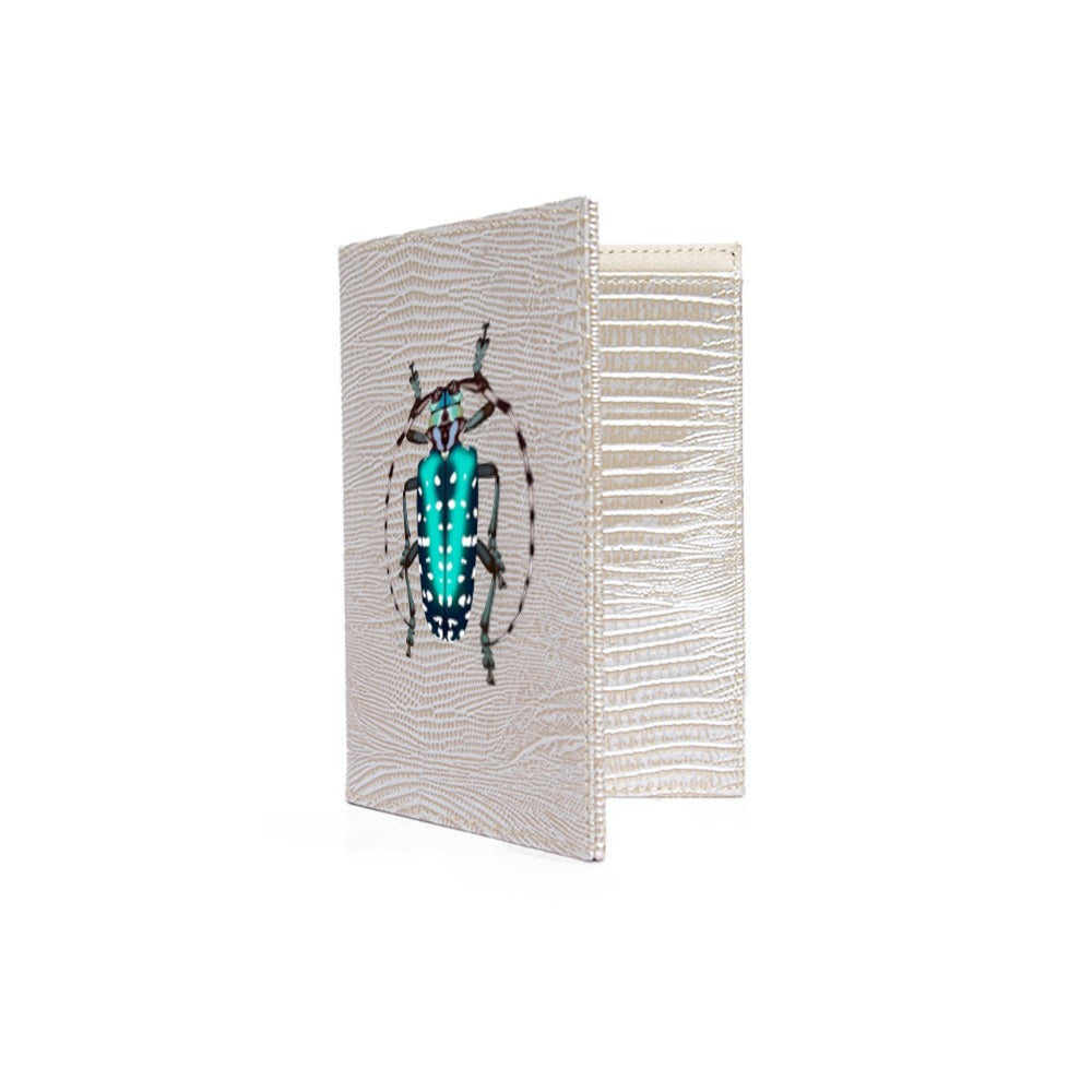 PORTA PASAPORTE Y VISA TEJUS PLATA BEIGE