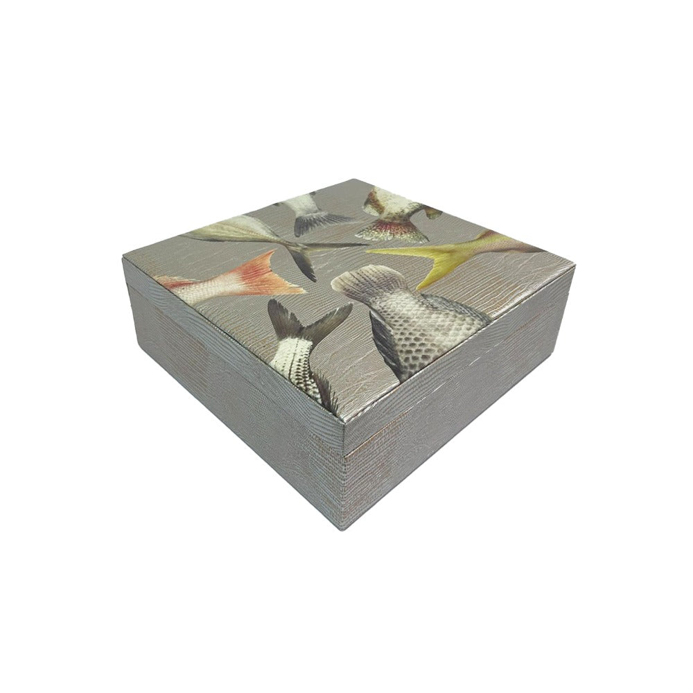 CAJA DECORATIVA GRANDE TEJUS PLATA BEIGE