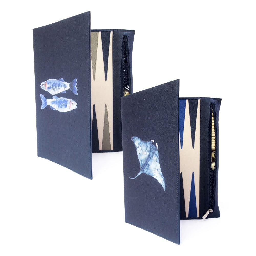 BACKGAMMON DE VIAJE FORRO AZUL NOCHE