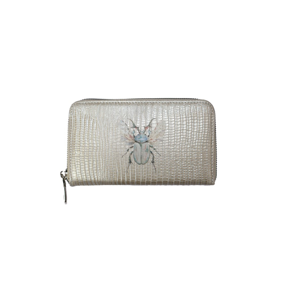 CARTERA MINI LICHA TEJUS PLATA BEIGE