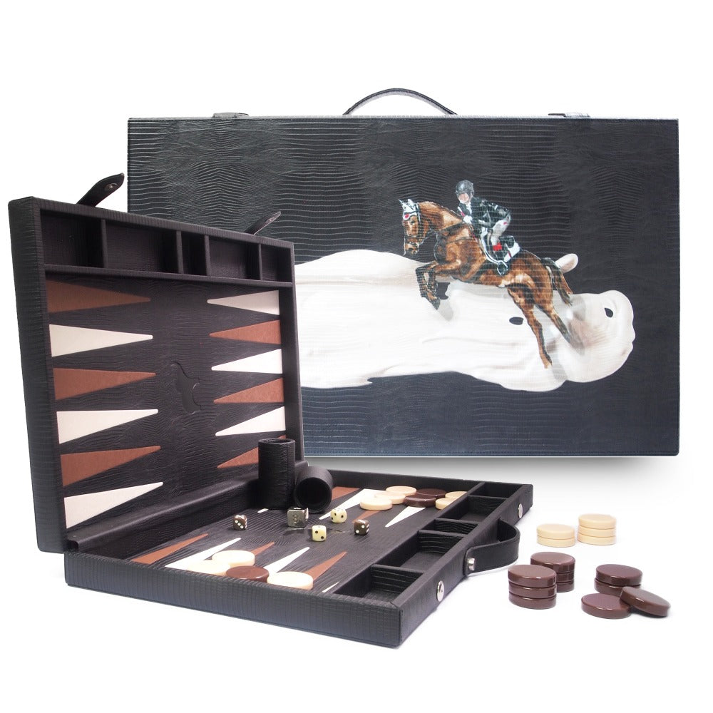 BACKGAMMON GRANDE NEGRO ARMADILLO MATE TAY XACUR