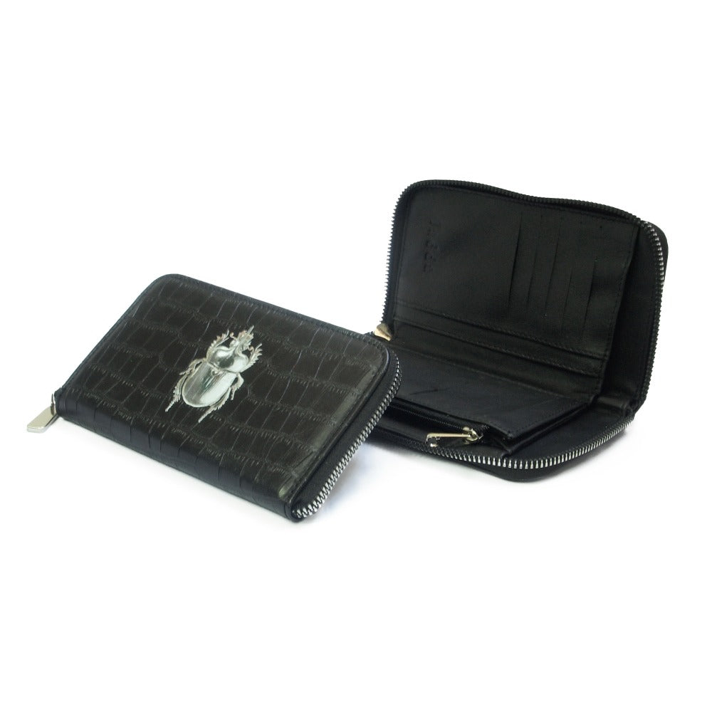 CARTERA MINI LICHA CROCO NEGRO