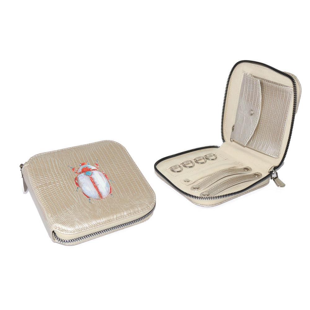 JOYERO DE VIAJE TEJUS PLATA BEIGE