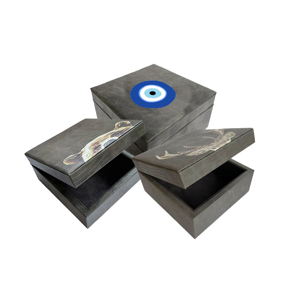 CAJA DECORATIVA CHICA GRIS ARMADILLO