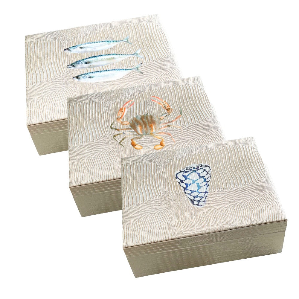 CAJA DE TE 6 TEJUS PLATA BEIGE