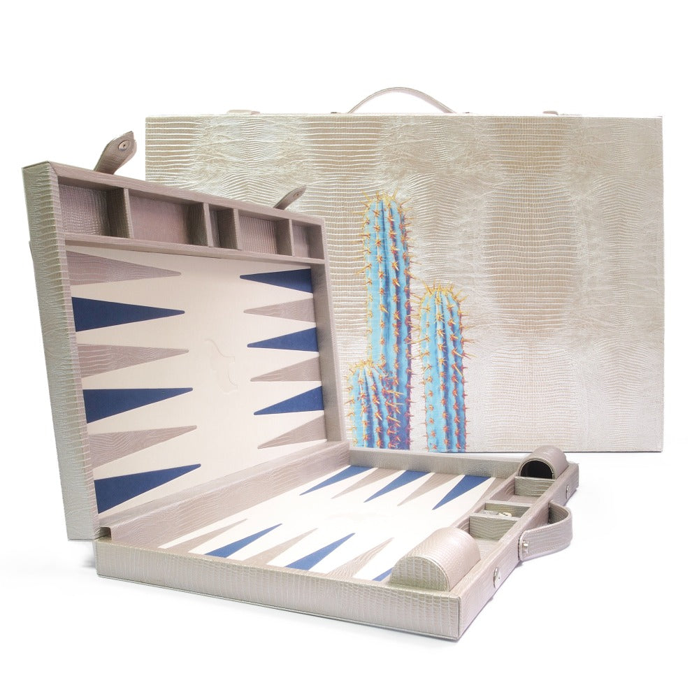 BACKGAMMON GRANDE TEJUS PLATA BEIGE