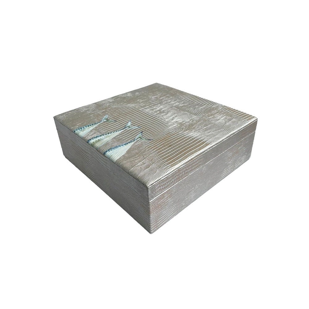 CAJA DECORATIVA GRANDE TEJUS PLATA BEIGE