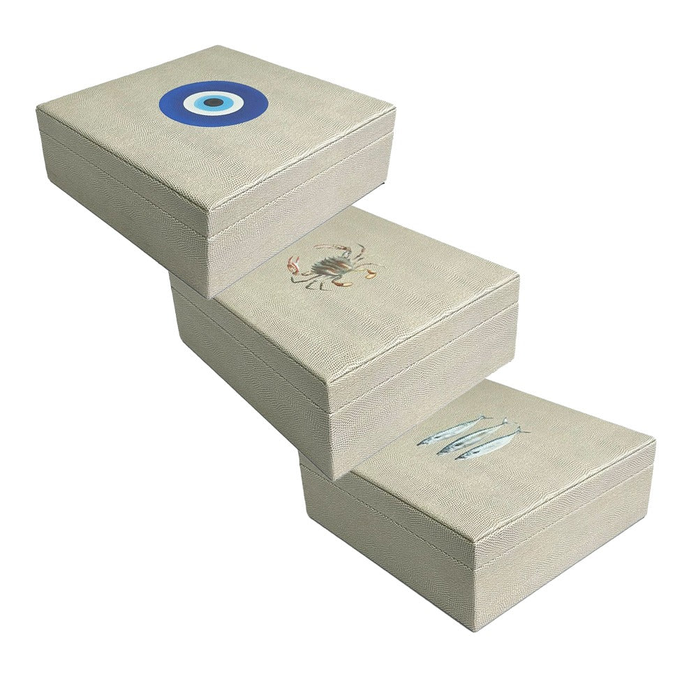 CAJA DECORATIVA GRANDE RAYITAS CARNE