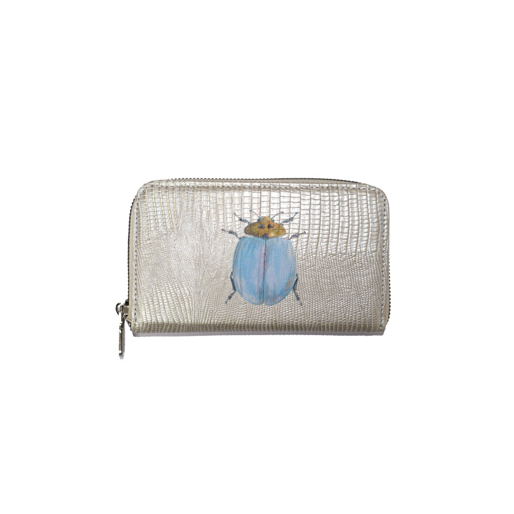 CARTERA MINI LICHA TEJUS PLATA BEIGE