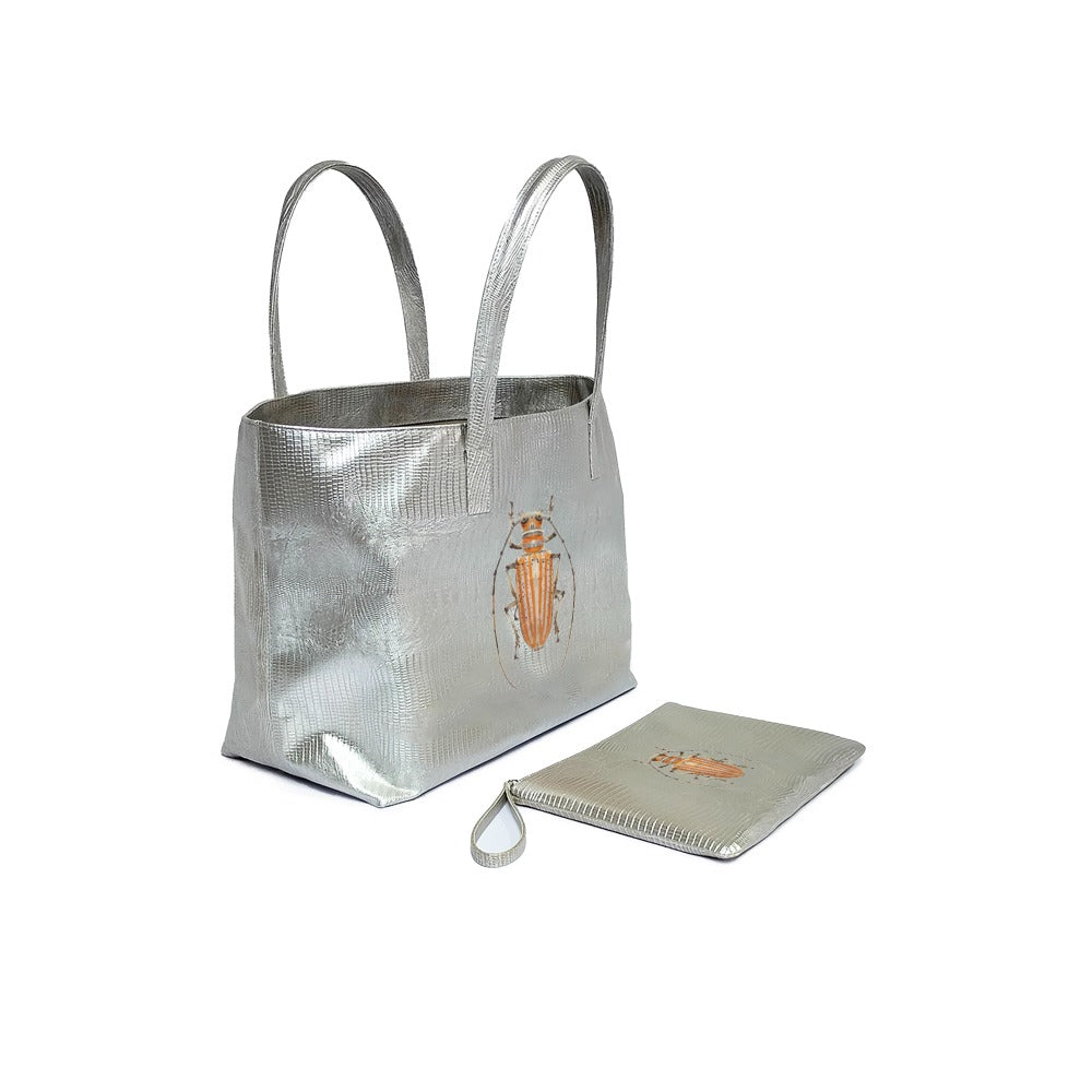 BOLSA MATEA PLAYA TEJUS PLATA BEIGE