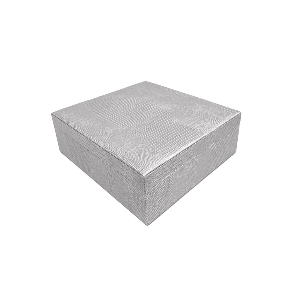 CAJA DECORATIVA GRANDE TEJUS PLATA LISO