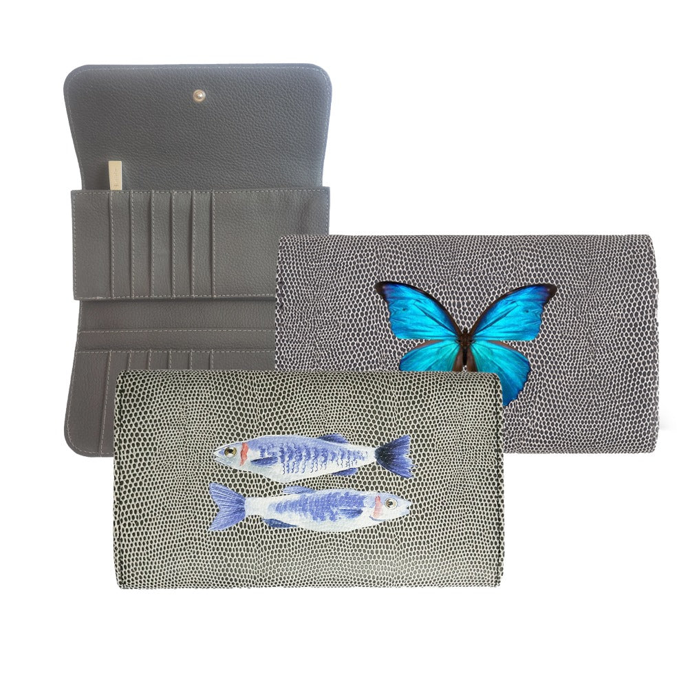 CARTERA LICHA REPTIL GRIS