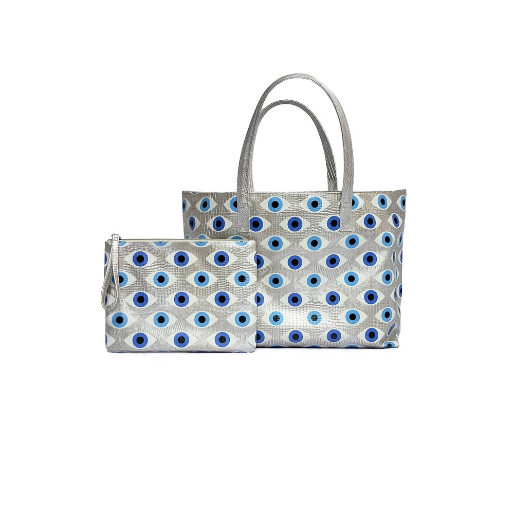 BOLSA MATEA PLAYA TEJUS PLATA BEIGE