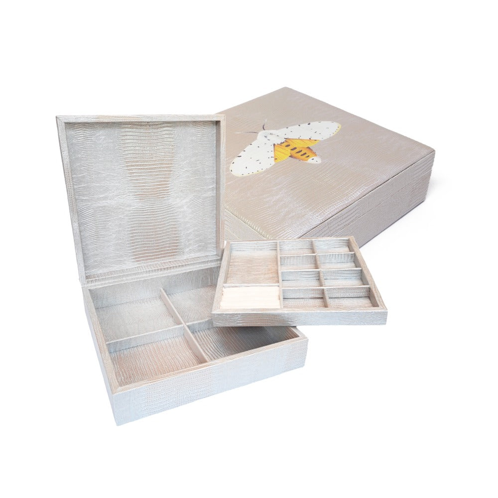 JOYERO CUADRADO TEJUS PLATA BEIGE