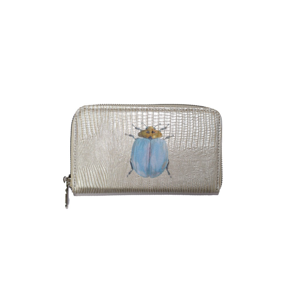 CARTERA MINI LICHA TEJUS PLATA BEIGE
