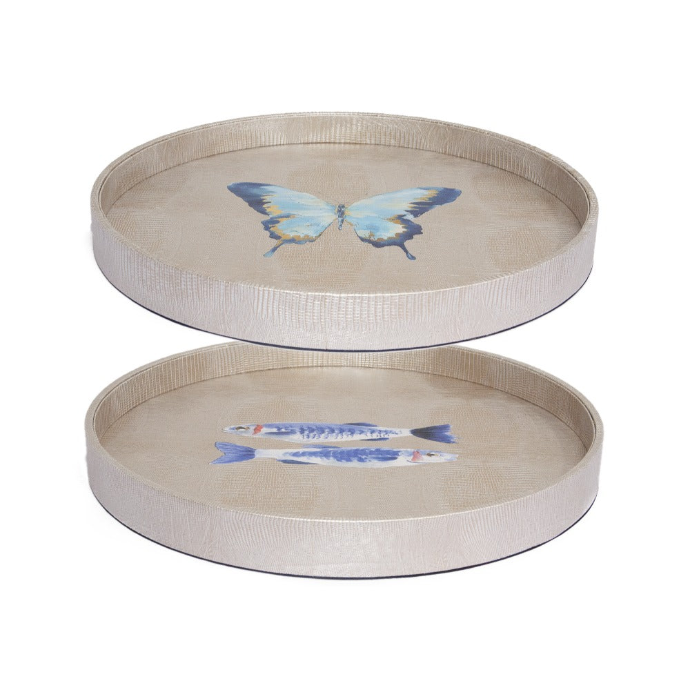 CHAROLA REDONDA TEJUS PLATA BEIGE