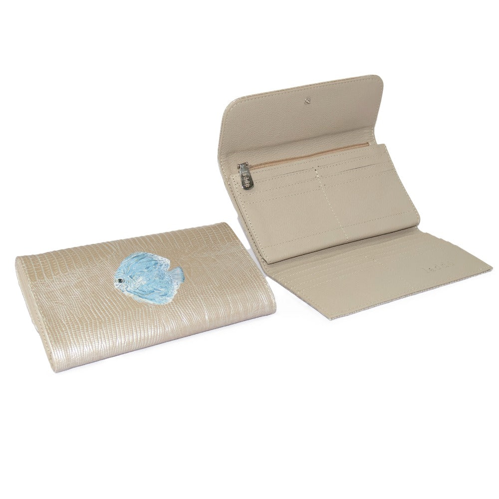 CARTERA LICHA TEJUS PLATA BEIGE