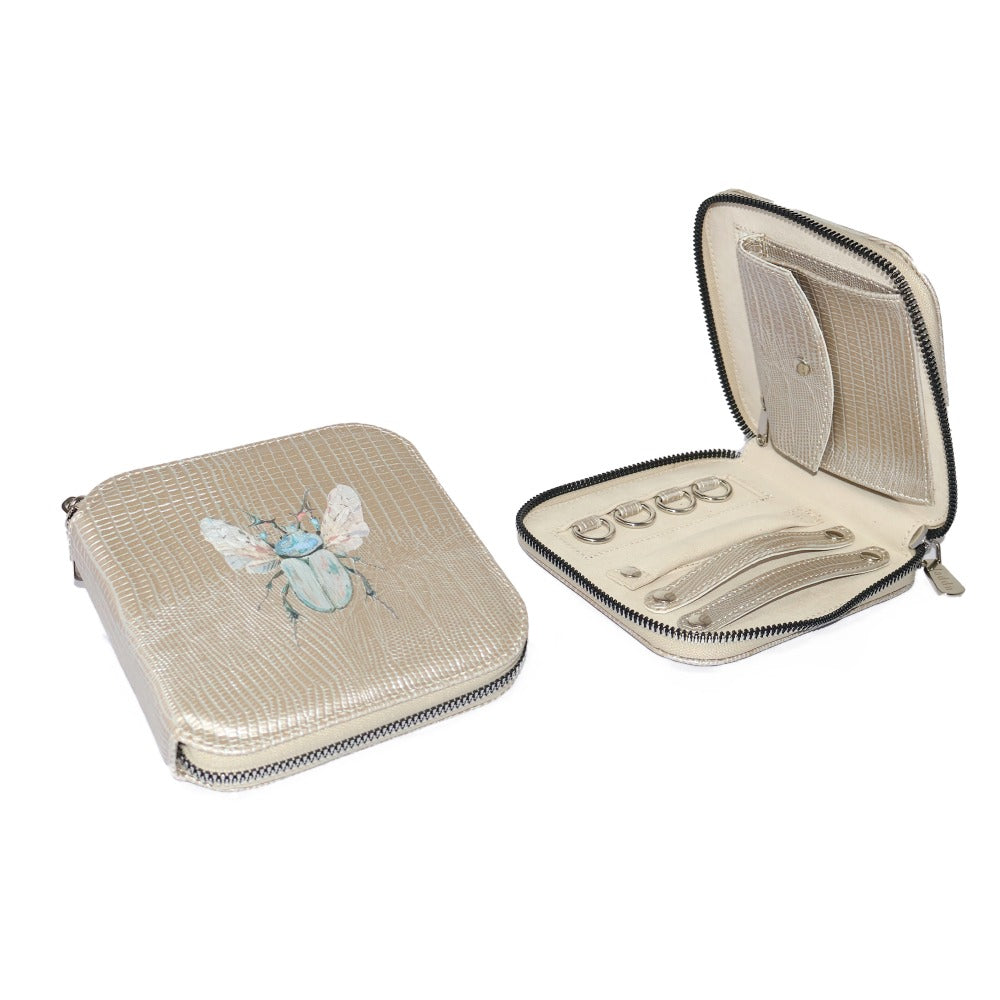 JOYERO DE VIAJE TEJUS PLATA BEIGE