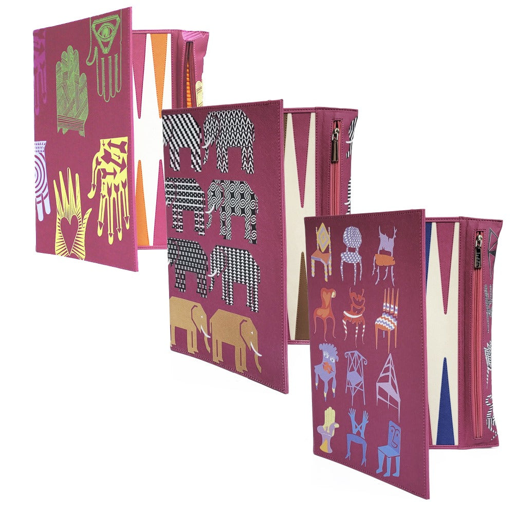 BACKGAMMON DE VIAJE FORRO MAGENTA PEDRO FRIDEBERG