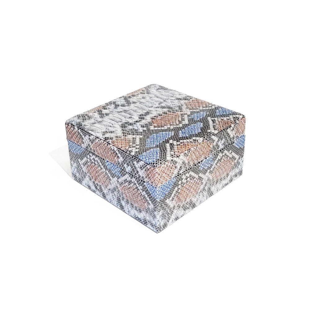 CAJA DE TE 4 PIEL CRESTA NATURAL