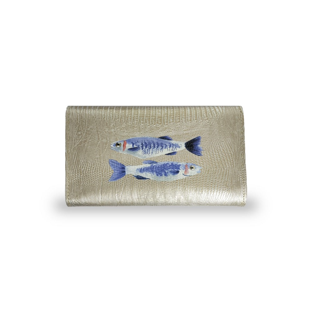 CARTERA LICHA TEJUS PLATA BEIGE