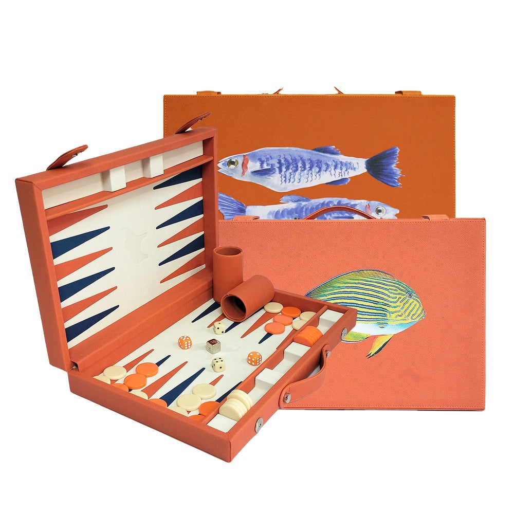 BACKGAMMON MEDIANO FORRO NARANJA