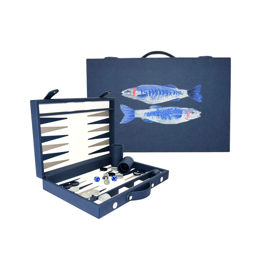 BACKGAMMON MEDIANO FORRO AZUL NOCHE