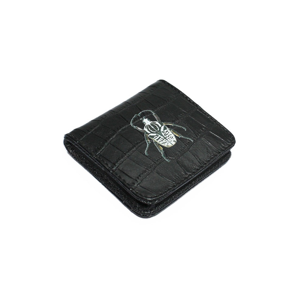MONEDERO CUADRADO CROCO NEGRO