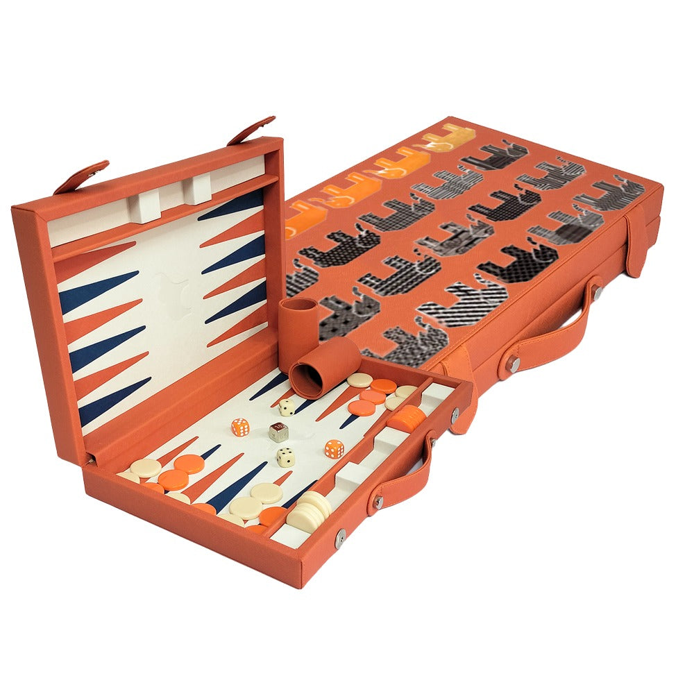 BACKGAMMON MEDIANO FORRO NARANJA PEDRO FRIEDEBERG