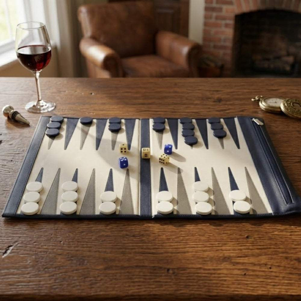 BACKGAMMON DE VIAJE FORRO AZUL NOCHE