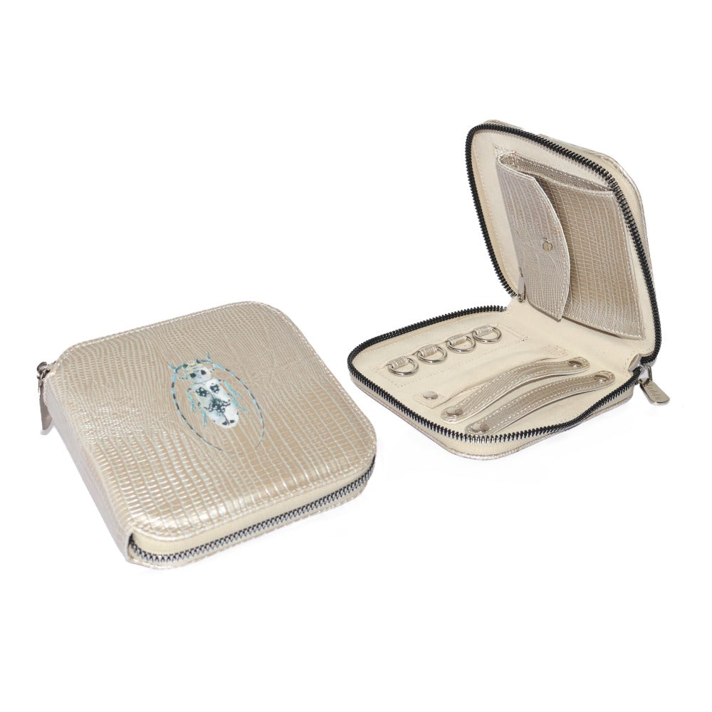 JOYERO DE VIAJE TEJUS PLATA BEIGE