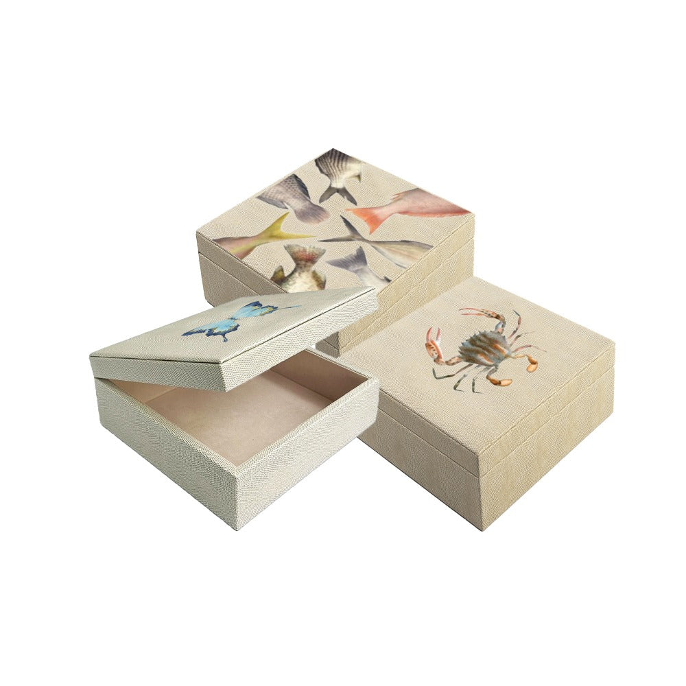 CAJA DECORATIVA CHICA RAYITAS CARNE