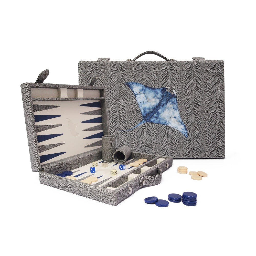 BACKGAMMON MEDIANO REPTIL GRIS