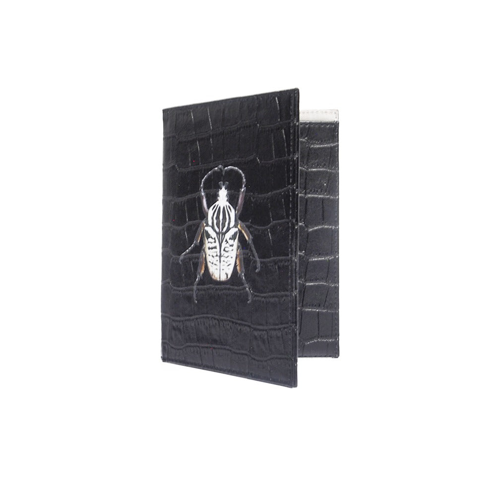 PORTA PASAPORTE Y VISA CROCO NEGRO