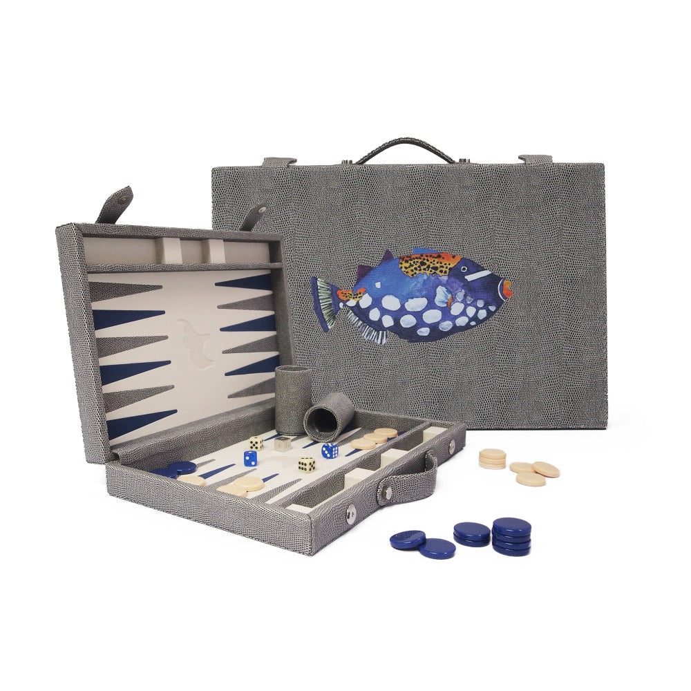 BACKGAMMON MEDIANO REPTIL GRIS