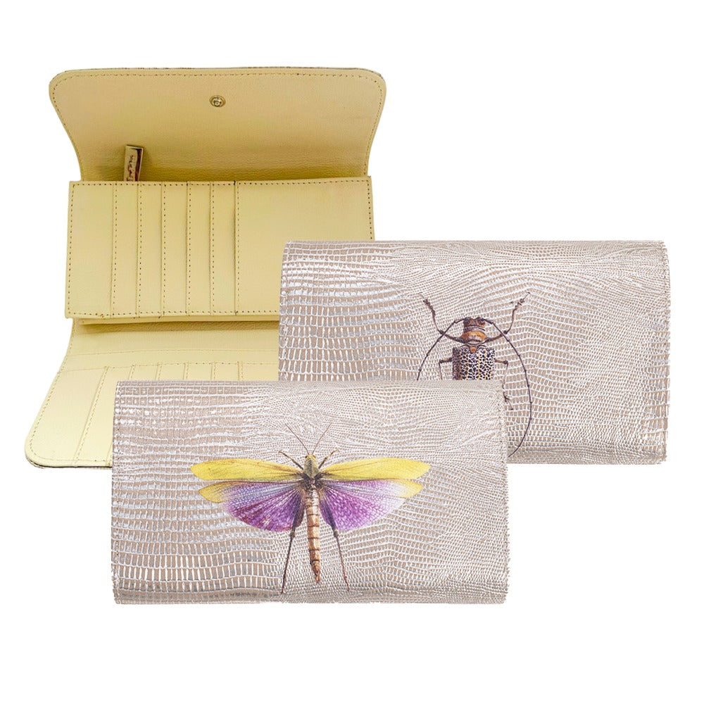 CARTERA LICHA TEJUS PLATA BEIGE