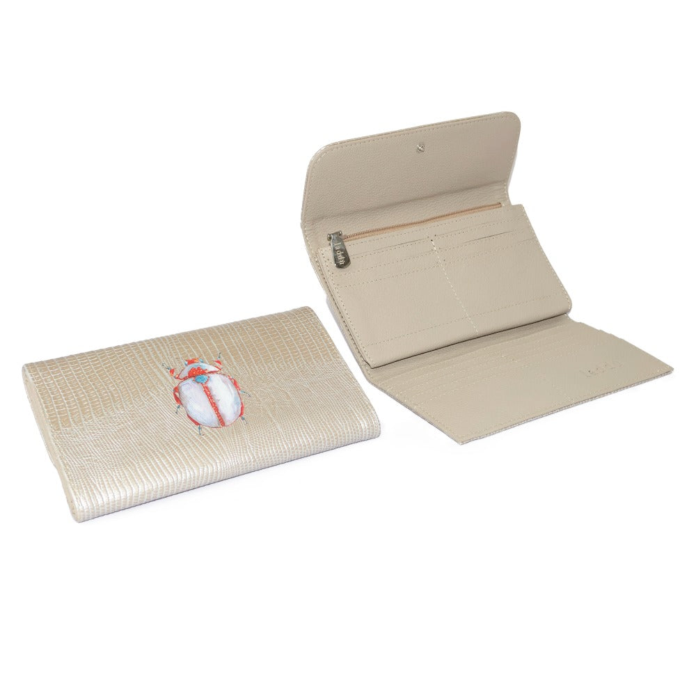 CARTERA LICHA TEJUS PLATA BEIGE