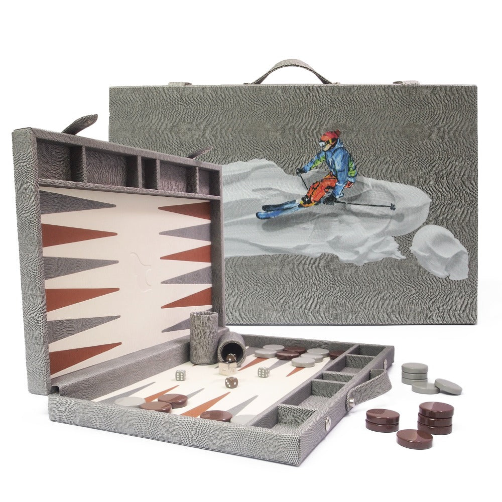 BACKGAMMON GRANDE REPTIL GRIS TAY XACUR