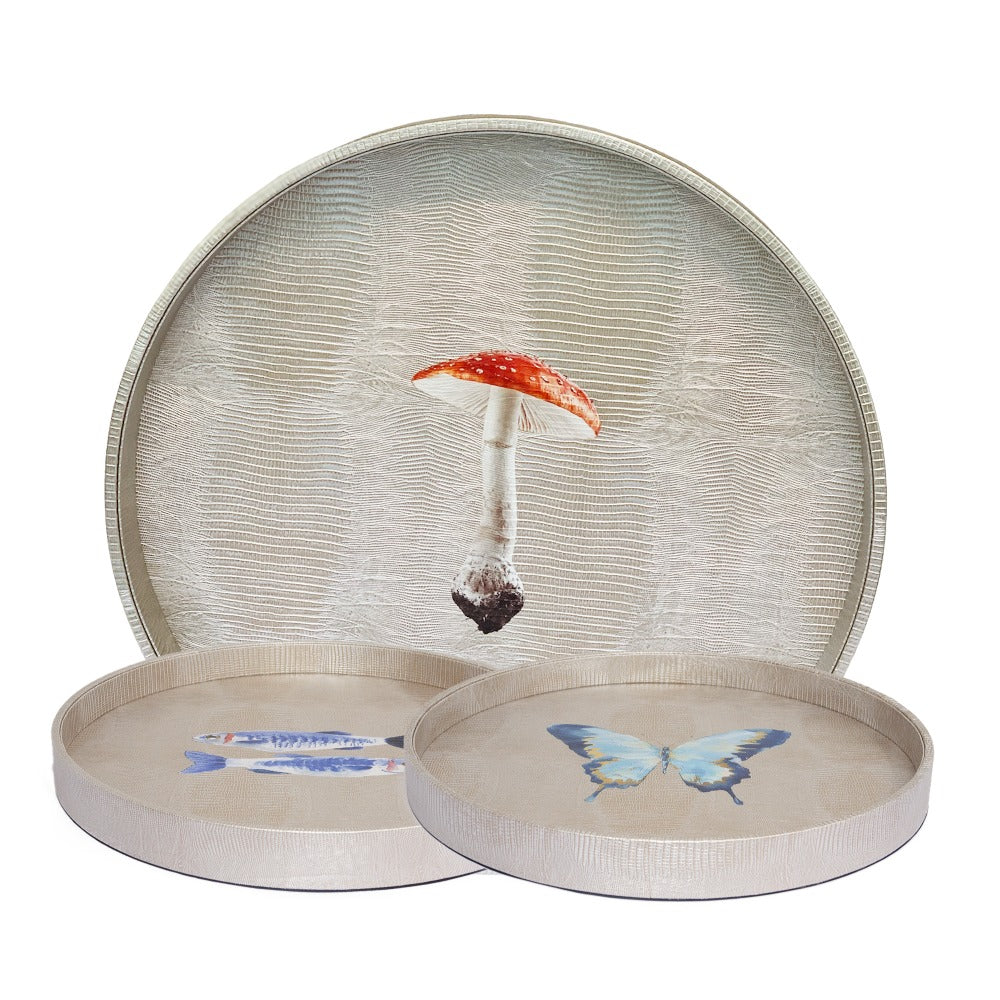 CHAROLA REDONDA TEJUS PLATA BEIGE