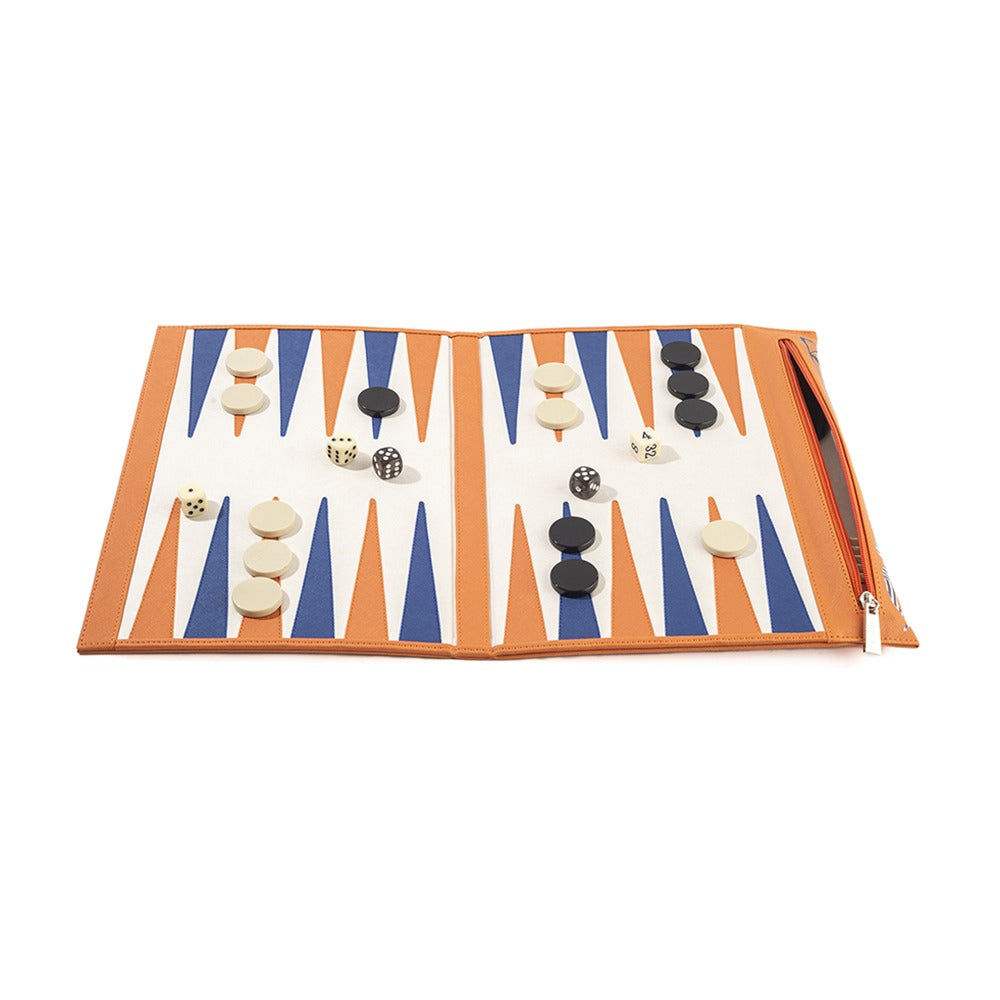 BACKGAMMON DE VIAJE FORRO NARANJA PEDRO FRIEDEBERG