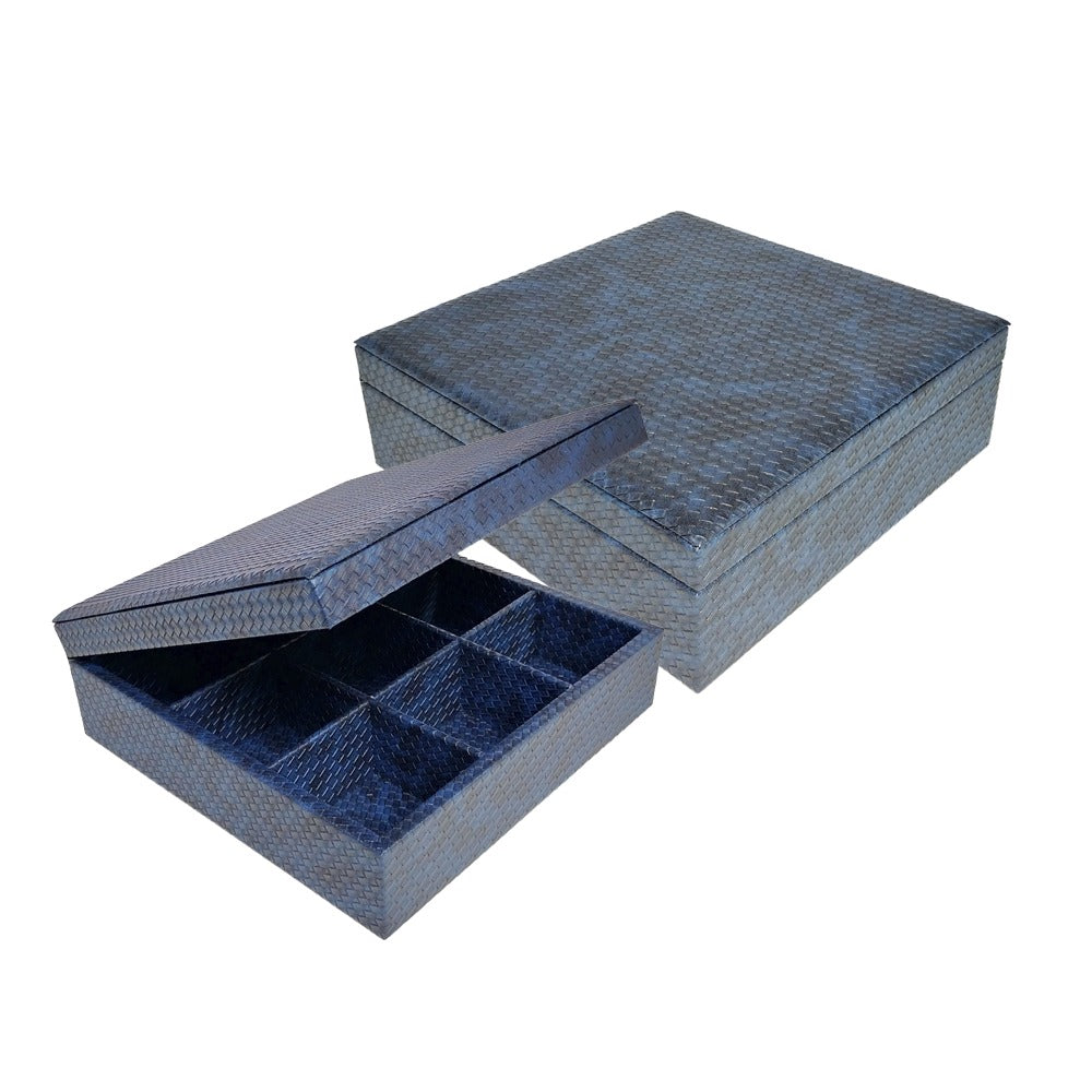 CAJA DE TE 9 LUXIO AZUL LISO