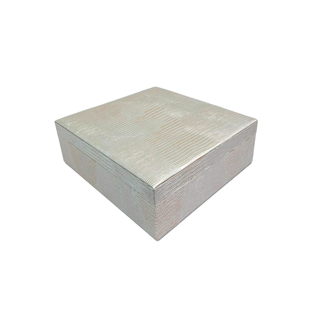 CAJA DECORATIVA GRANDE TEJUS PLATA BEIGE