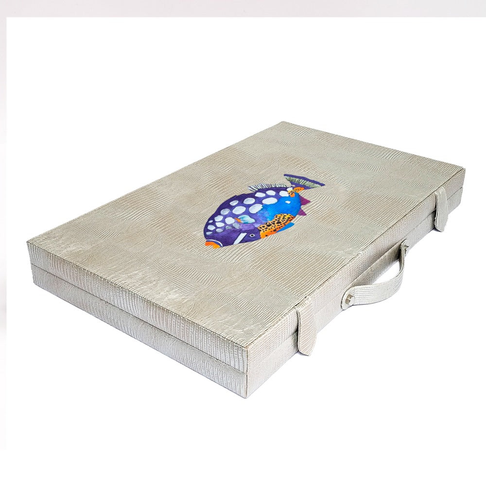 BACKGAMMON GRANDE TEJUS PLATA BEIGE
