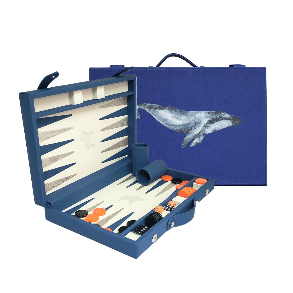 BACKGAMMON GRANDE FORRO AZUL MEDIO