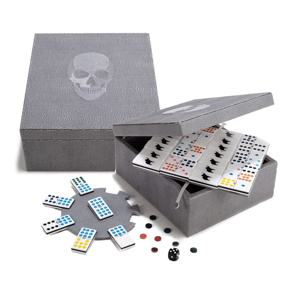 DOMINO CUBANO LUJO REPTIL GRIS CALACA GRIS