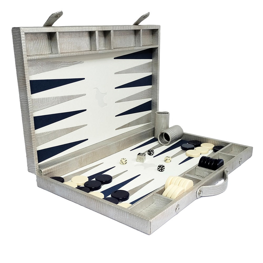 BACKGAMMON GRANDE TEJUS PLATA BEIGE